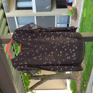 Torrid | GREY & PURPLE FEATHER CHIFFON BLOUSE | Size 2